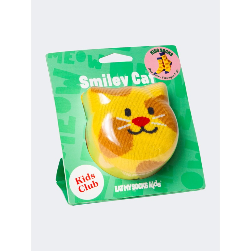 Eat My Socks Smiley Cat Kids-Unisex Lifestyle Sock Multicolor