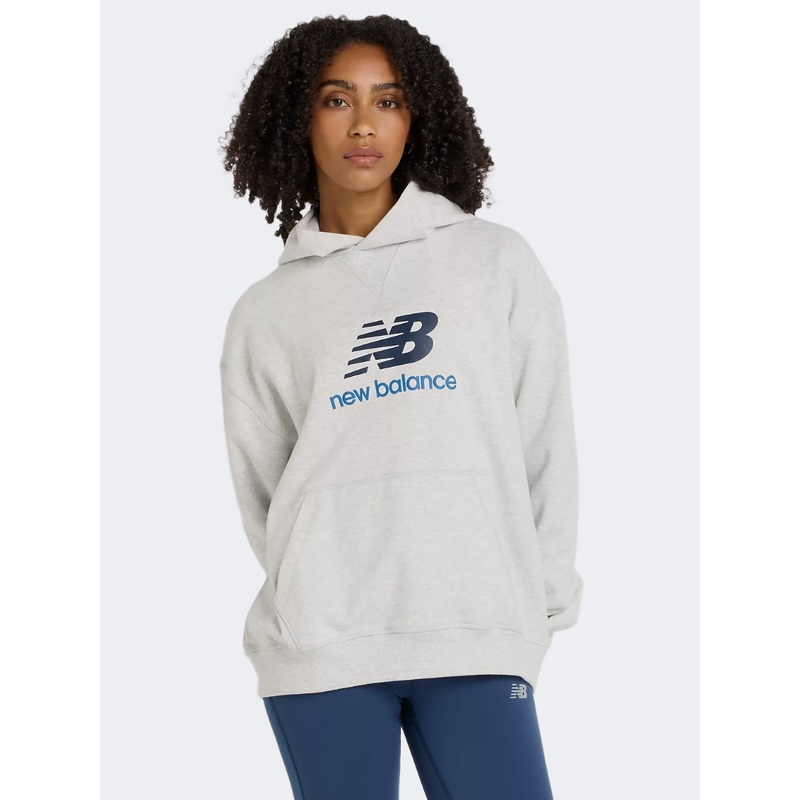 New Balance Athletics French Terry Logo Women Lifestyle Hoody Ash Heather