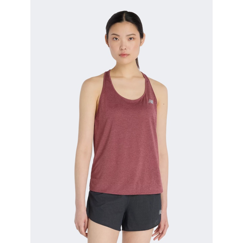 New Balance Athletics Women Performanc Tank Burgundy Heather