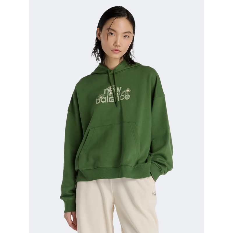 New Balance Flower Women Lifestyle Hoody Dark Alpine Green