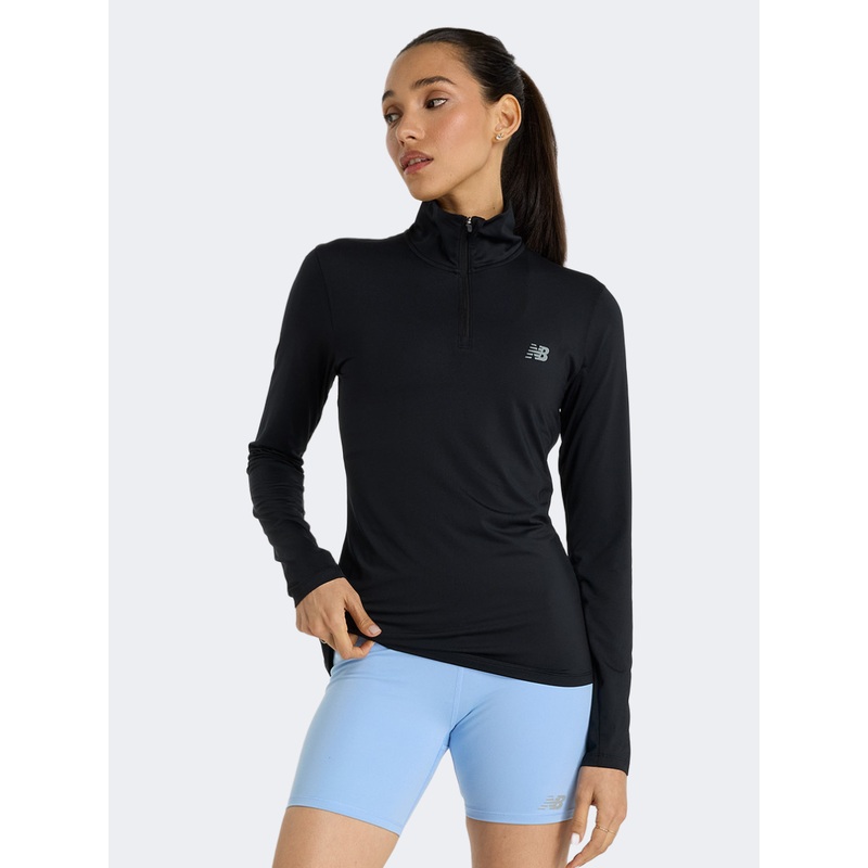 New Balance Sport Quarter Zip Women Performanc Long Sleeve Black