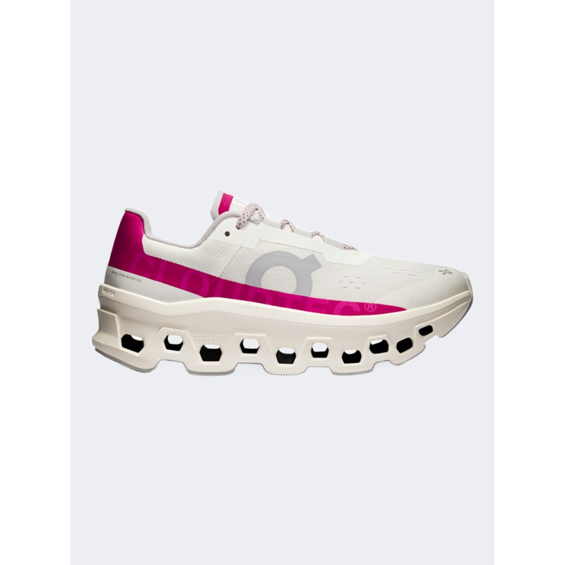 On Cloudmonster Women Running Shoes Ivory/Grenadine
