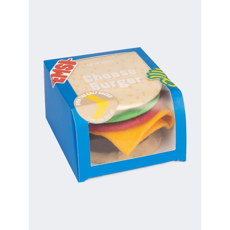 Eat My Socks Cheeseburger Unisex Lifestyle Sock Multicolor