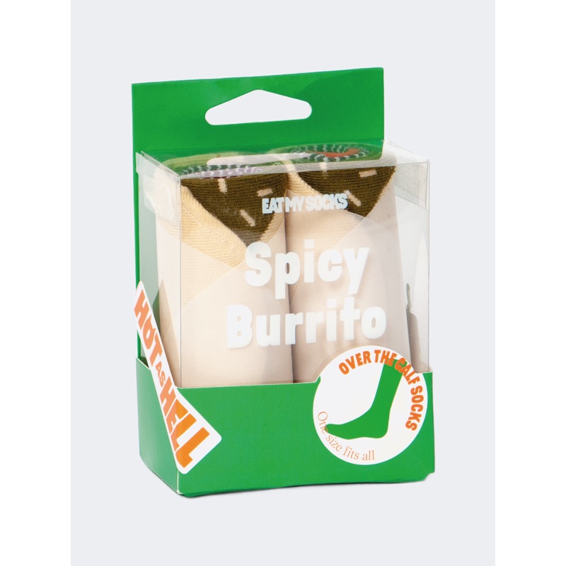 Eat My Socks Spicy Burrito Unisex Lifestyle Sock Multicolor