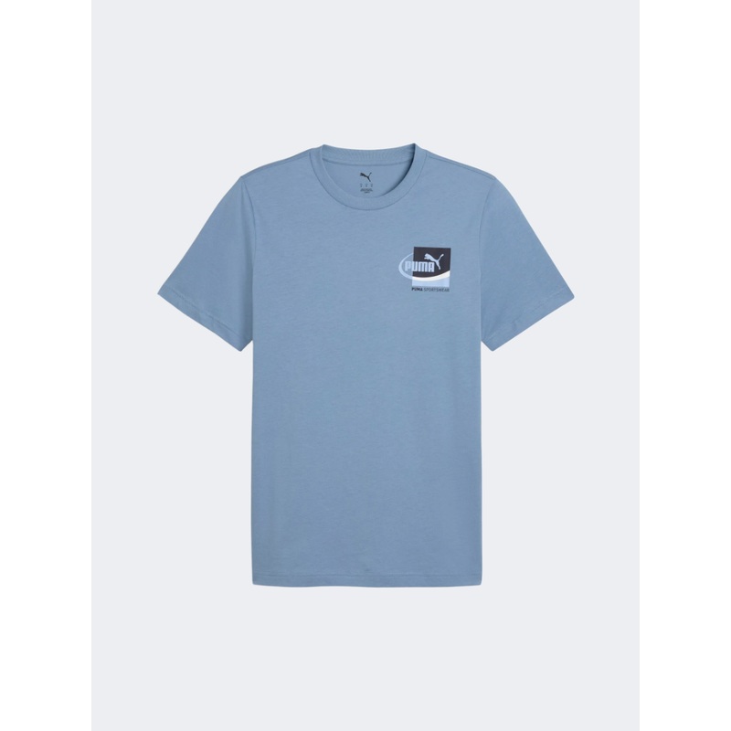 Puma Graphic Small Box Men Lifestyle T-Shirt Cool Blue