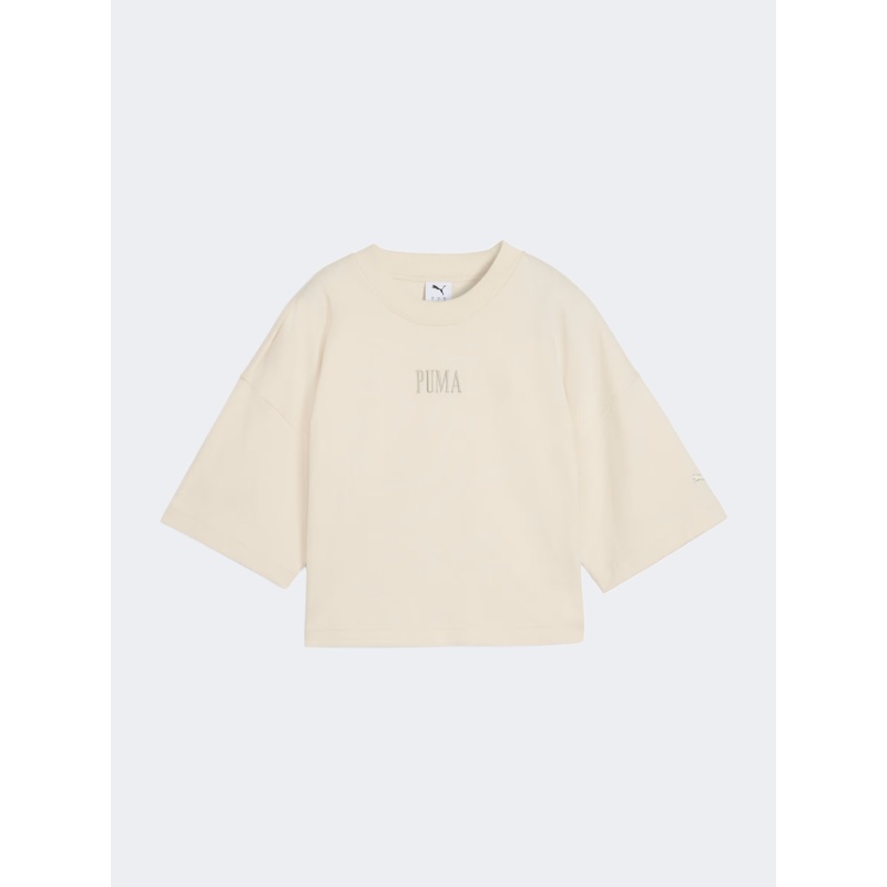 Puma Premium Essential Oversized Graphic Women Lifestyle T-Shirt Alpine Snow