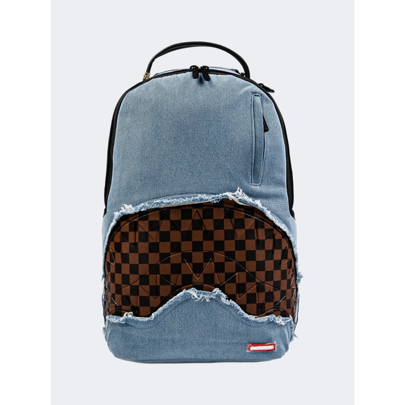 Spray Ground Denim Shark Bite Dlxsv Unisex  Lifestyle Backpack Blue/Brown