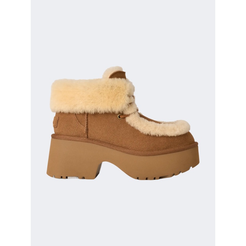 UGG New Heights Lace Up Women Lifestyle Shoes Chestnut