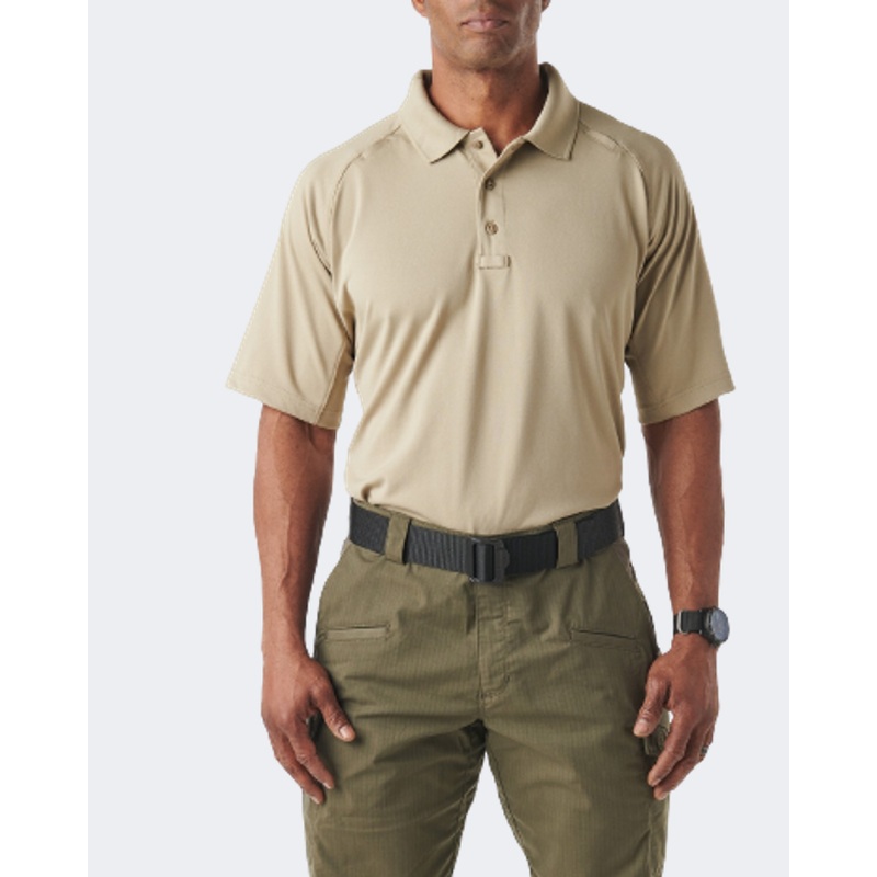 5-11 Performance Men Tactical Polo Short Sleeve Silver Tan