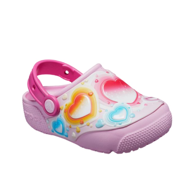 Crocs Kids' Lifestyle 205648-6I2 Crocsfl Heart Lights Clog Multicolor Slippers.