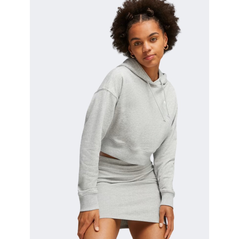 Puma Classics Cropped Women Lifestyle Hoody Light Grey Heather
