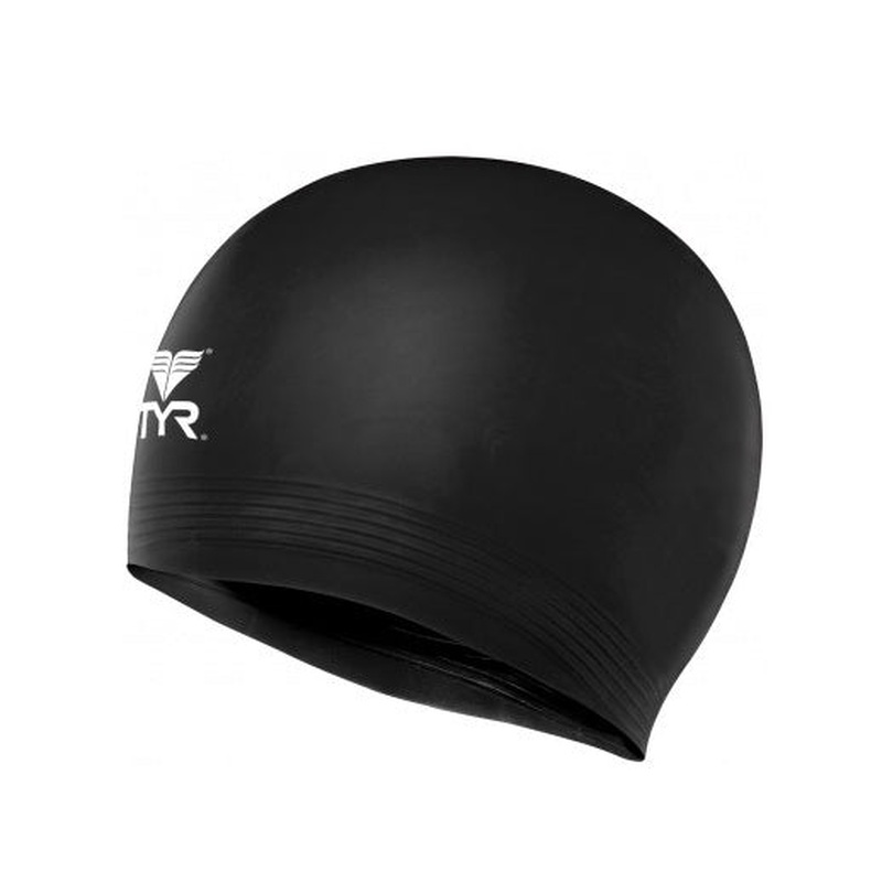 Tyr Unisex Swimming Lcl-001 Solid Latex Black Swim Cap