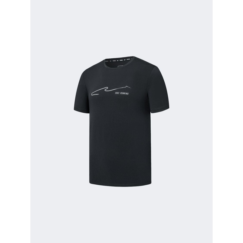 Erke Crew Men Running T-Shirt  Black