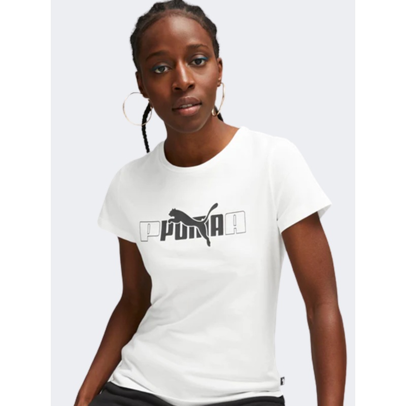 Puma Essentials+ Logo Women Lifestyle T-Shirt White