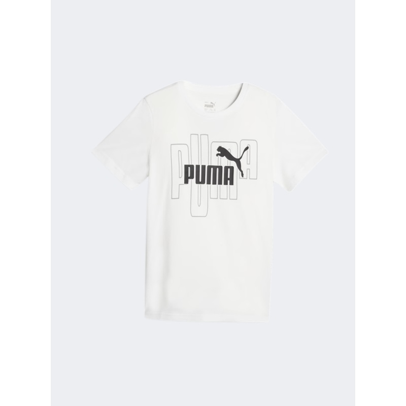 Puma Graphics Number 1 Logo Boys Lifestyle T-Shirt White