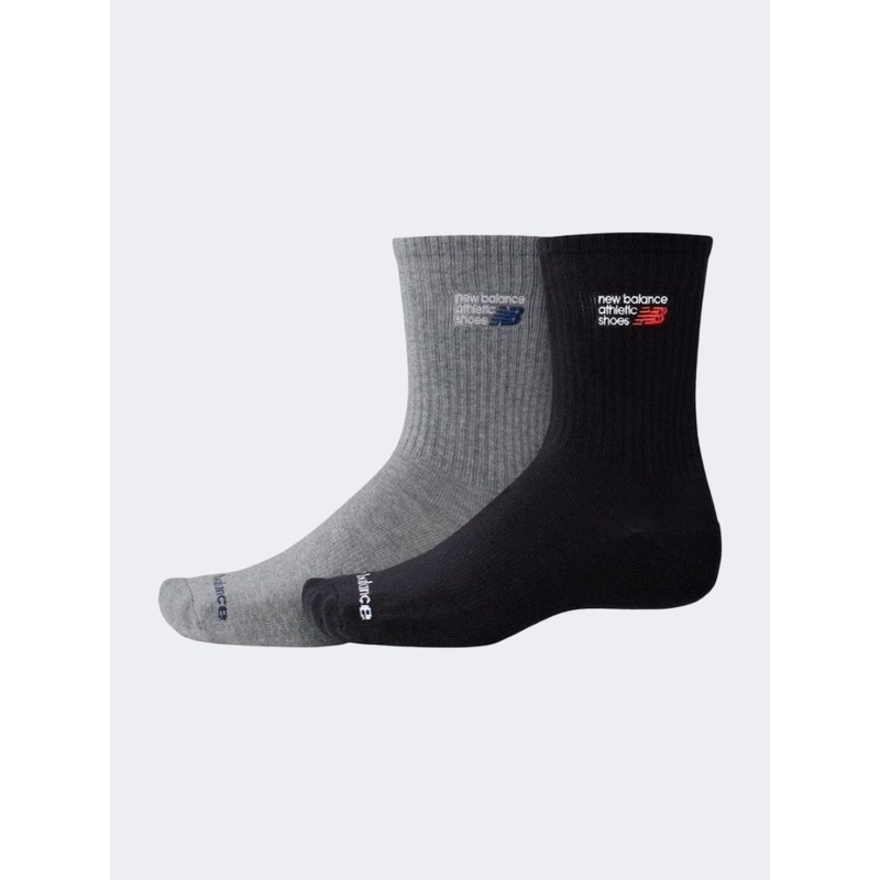 New Balance Embroidery Gfx Midcalf 2 Pack Unisex Lifestyle Sock Grey/Black