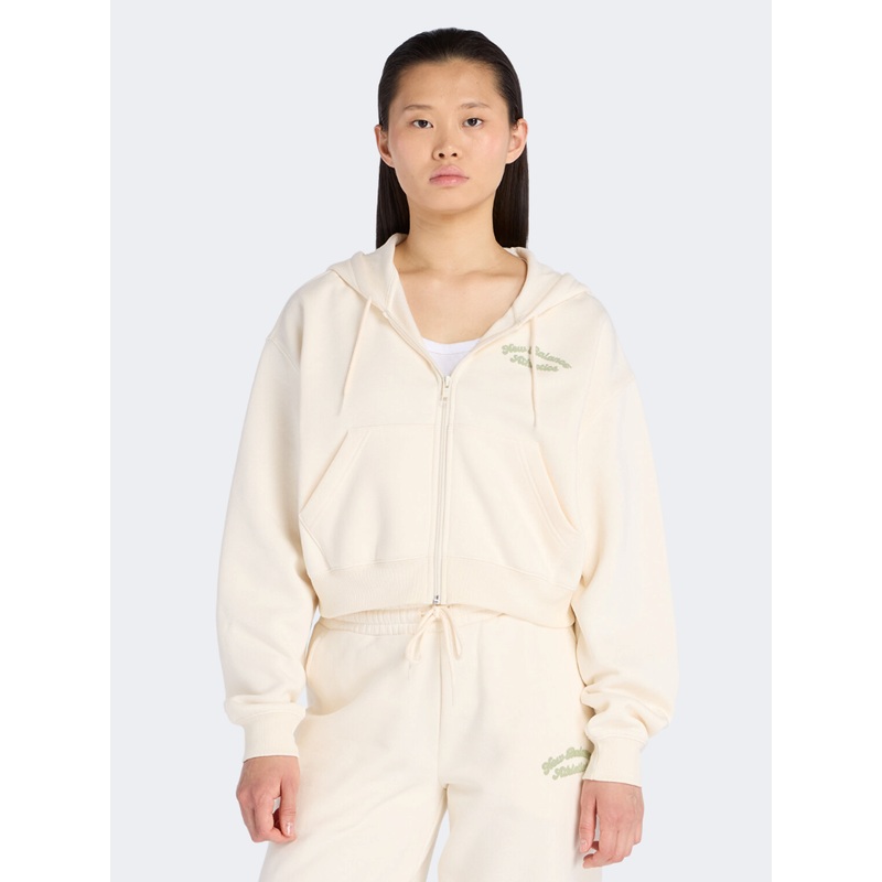 New Balance Linear Heritage Fleece Full Zip Women Lifestyle Hoody Permafrost