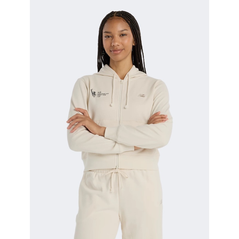 New Balance Nyc Marathon Coastal Fleece Full Zip Women Lifestyle Hoody Linen