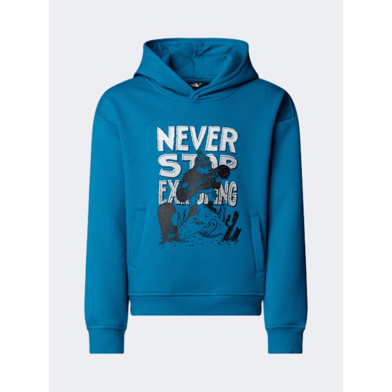 The North Face Oversized Graphic Boys Lifestyle Hoody Dusk Blue