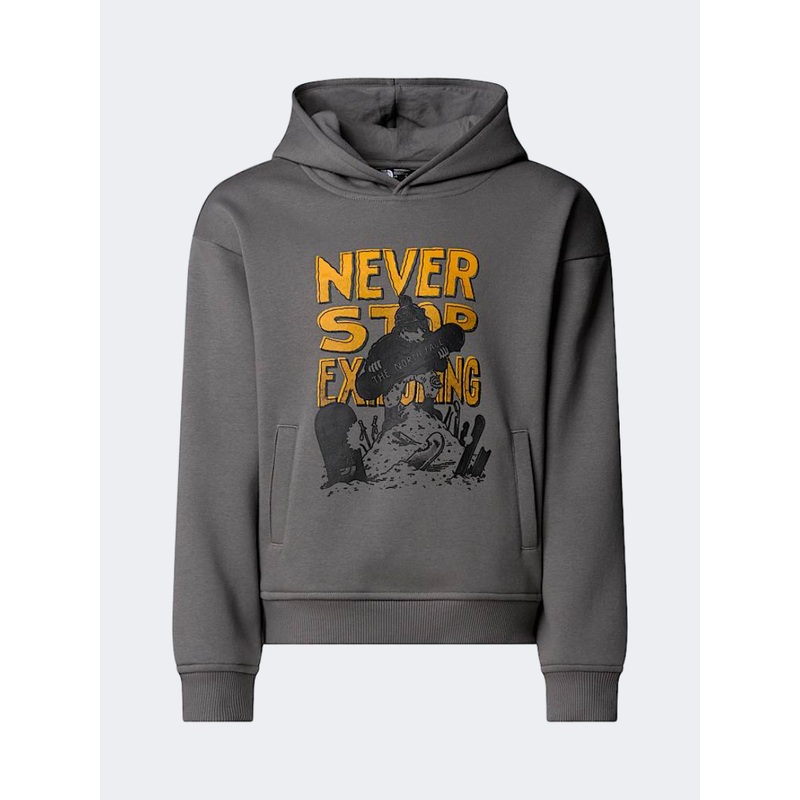 The North Face Oversized Graphic Boys Lifestyle Hoody Smoked Pearl