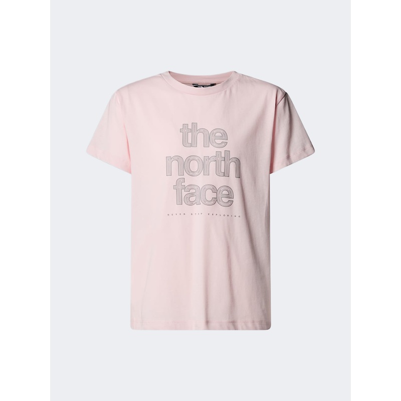 The North Face Reflective Logo Relaxed Girls Lifestyle T-Shirt Pale Blossom
