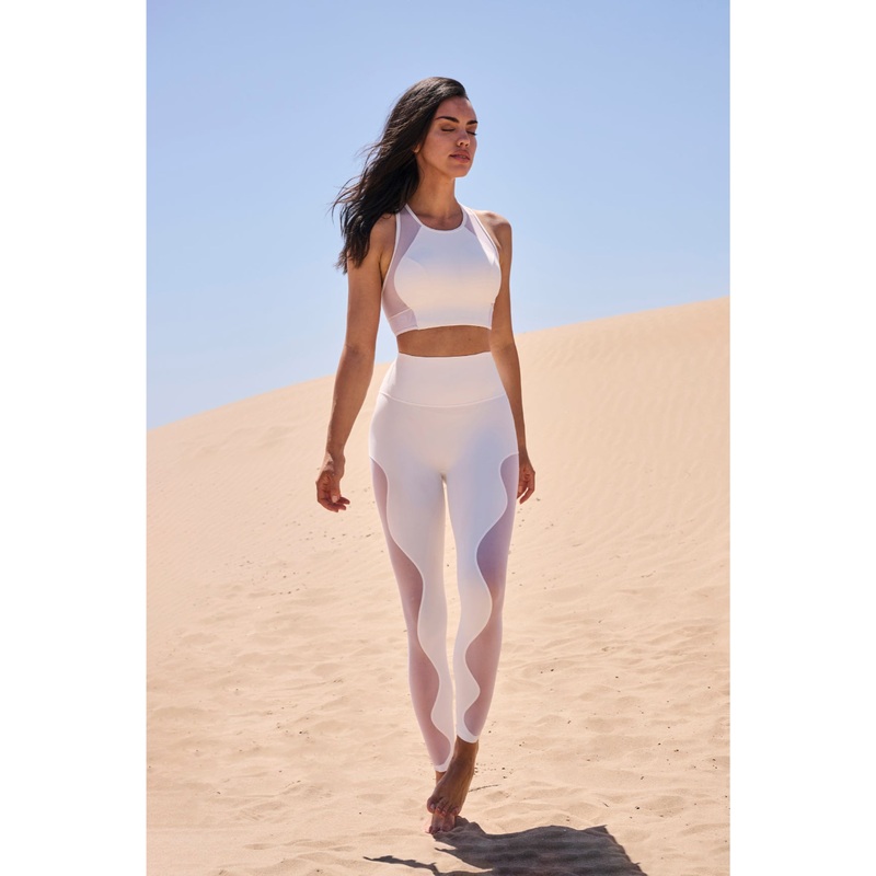 Wiskii High-Waisted Mesh Breeze Women Sportswear Tight Ivory