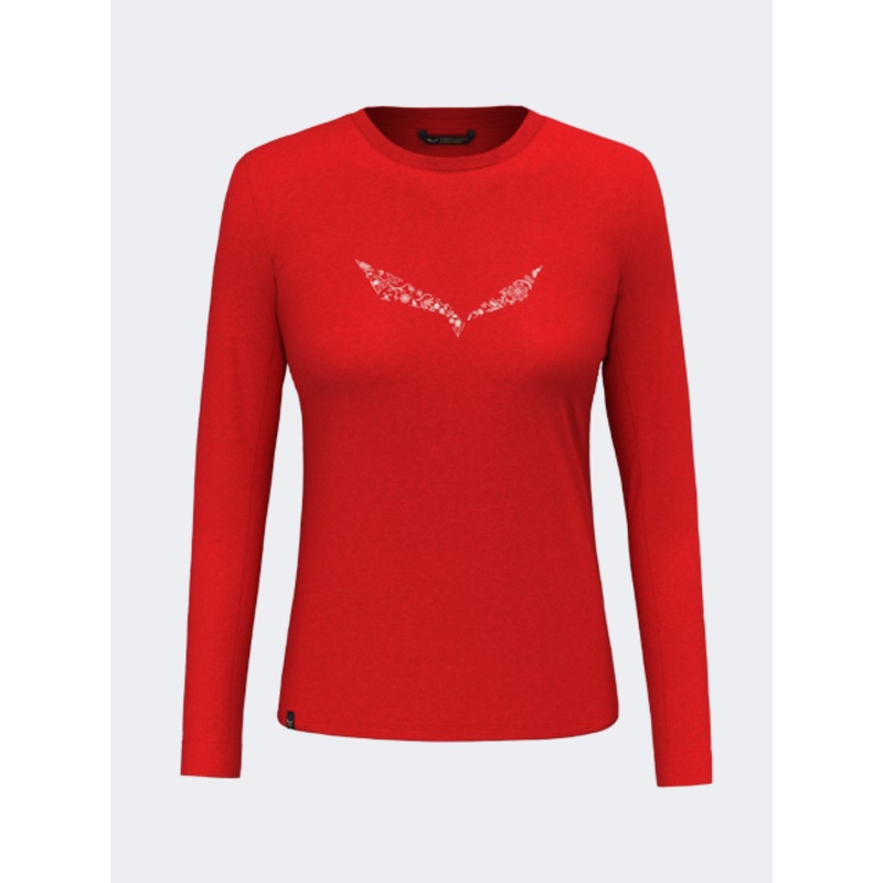 Salewa Solidlogo Dry Women Hiking Long Sleeve Red Flame
