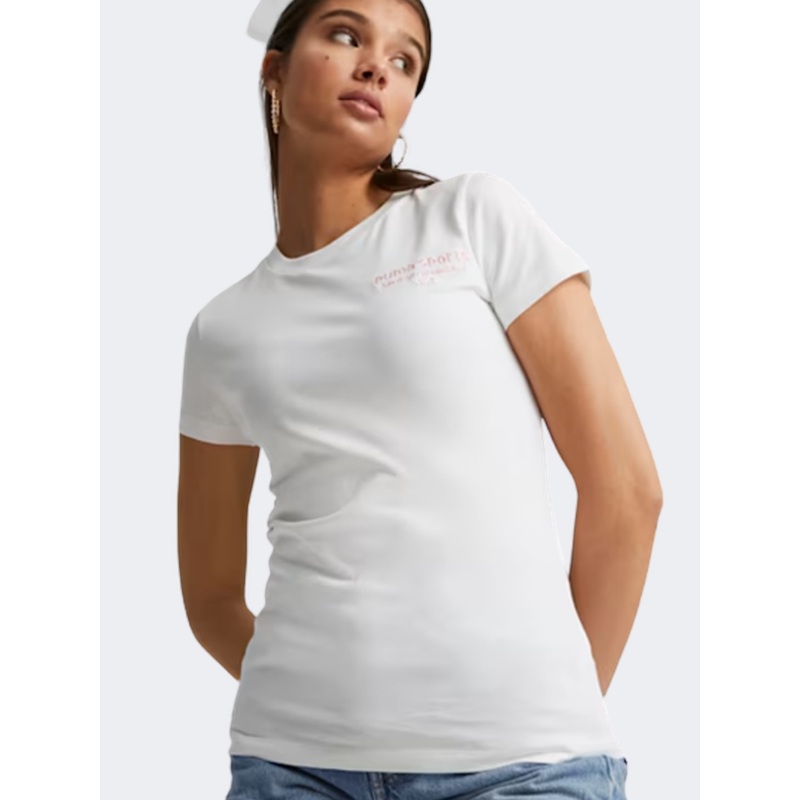 Puma Team Graphic Women Lifestyle T-Shirt Warm White