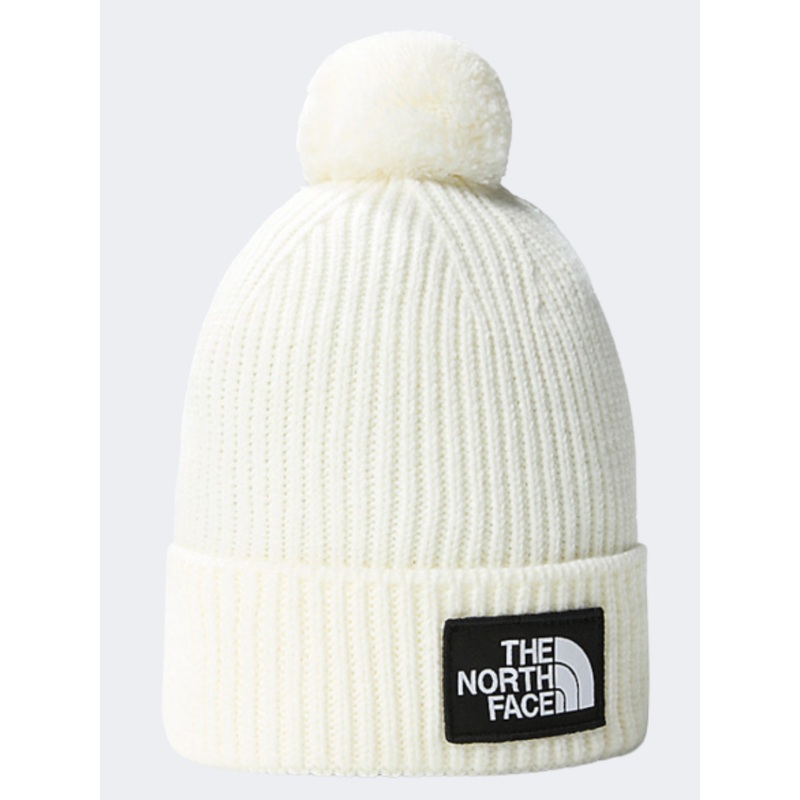 The North Face Logo Box Pom Unisex Lifestyle Beanie Gardenia White