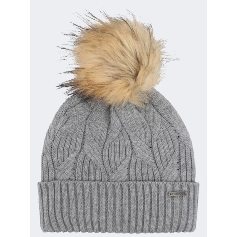 Chaos Hummingbird Pom Women Lifestyle Beanie Light Heather Grey