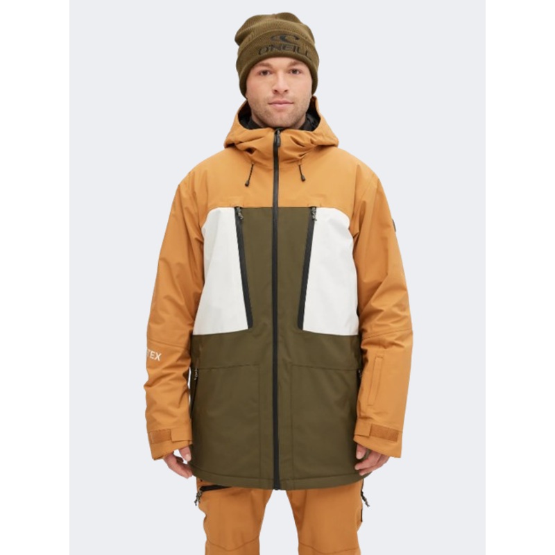 ONeill Gtx Psycho Tech Men Skiing Jacket Rich Caramel/Block