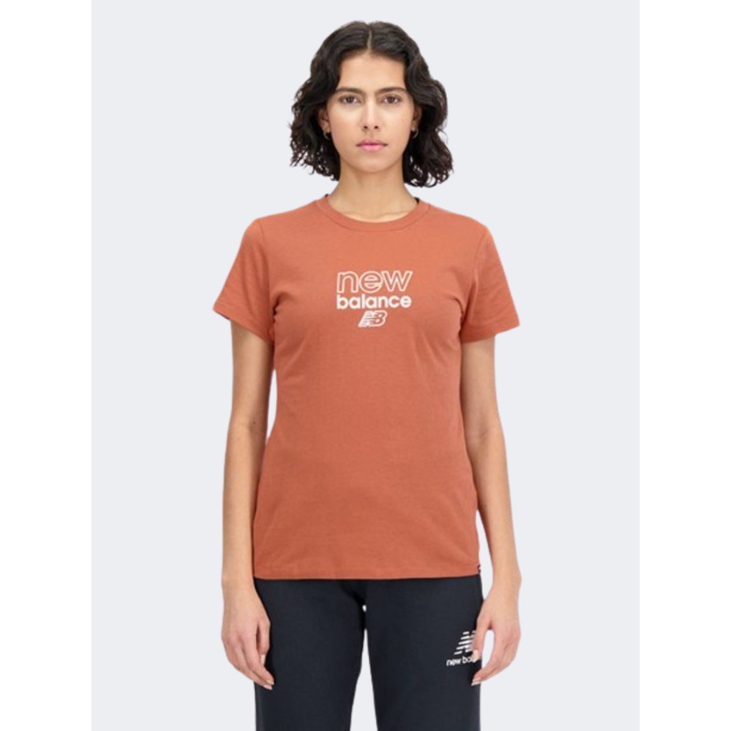 New Balance Graph Athletic Women Lifestyle T-Shirt Mahogany