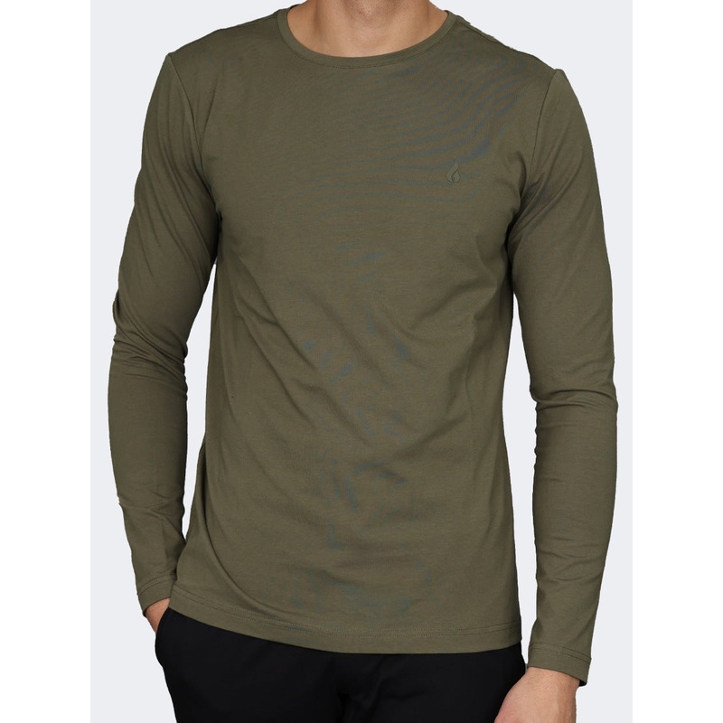 Oil And Gaz Classic Men Lifestyle R.Neck Long Sleeve Olive
