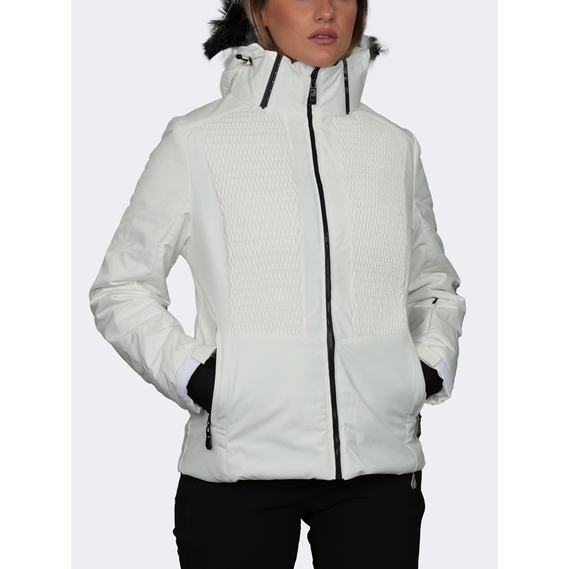 Oil And Gaz Mid Cut With Hood Women Skiing Jacket White