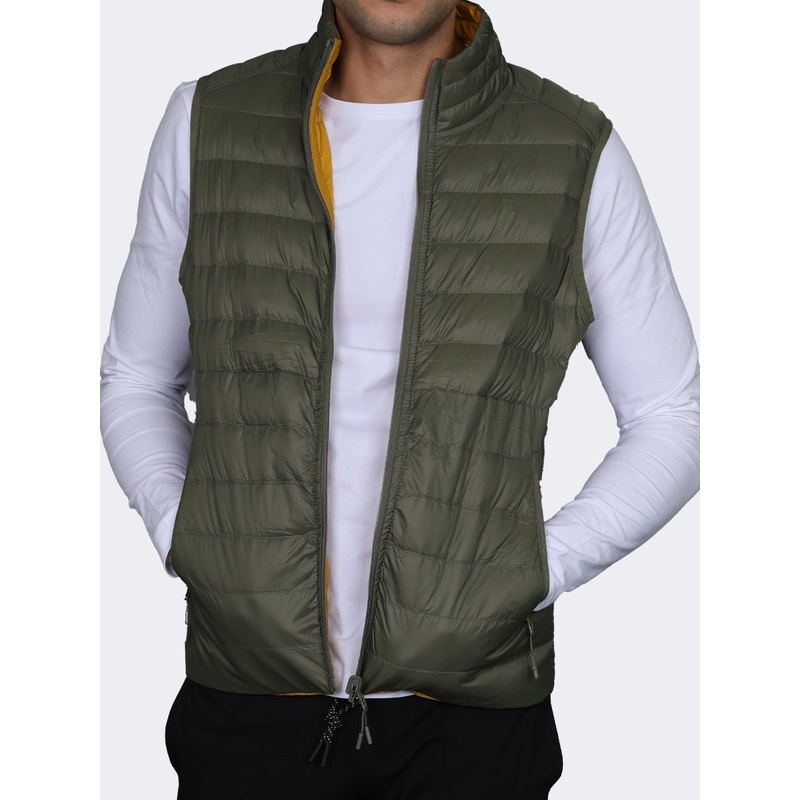 Oil And Gaz Reversible Down Men Lifestyle Vest Olive/Mustard
