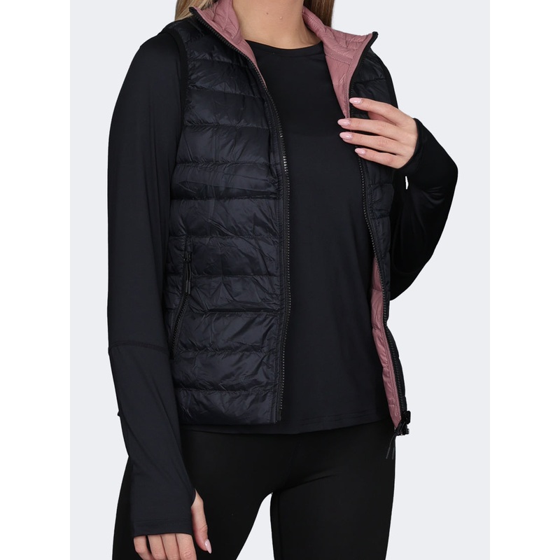 Oil And Gaz Reversible Down Women Lifestyle Vest Black/Pink