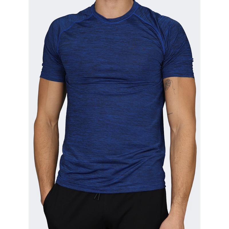 Oil And Gaz Round Neck Men Fitness T-Shirt Blue