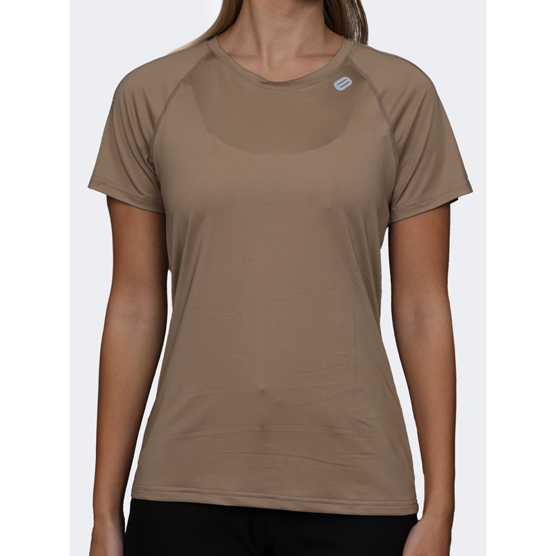 Oil And Gaz Round Neck Women Fitness T-Shirt Beige