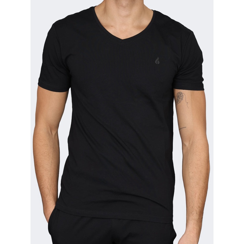 Oil And Gaz V-Neck  Men Lifestyle T-Shirt Black