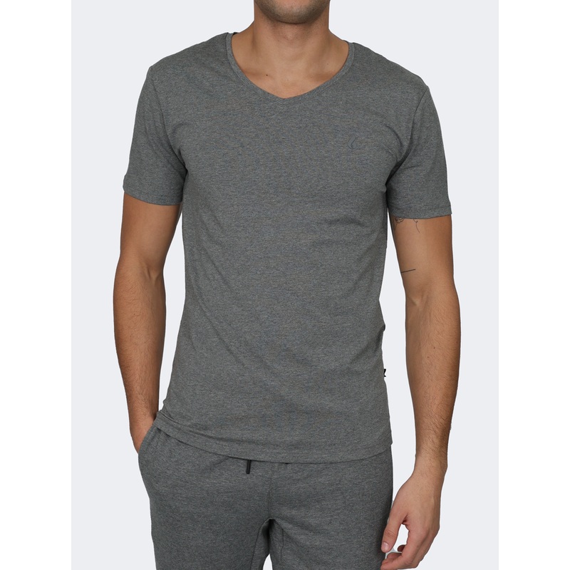 Oil And Gaz V-Neck  Men Lifestyle T-Shirt Grey