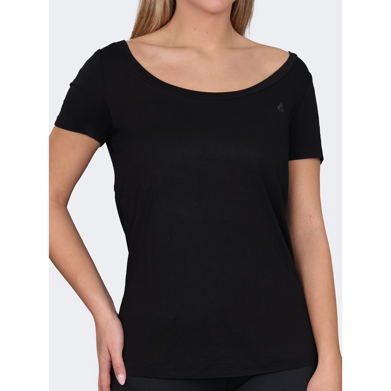 Oil And Gaz Wide  Round Neck Women Lifestyle T-Shirt Black