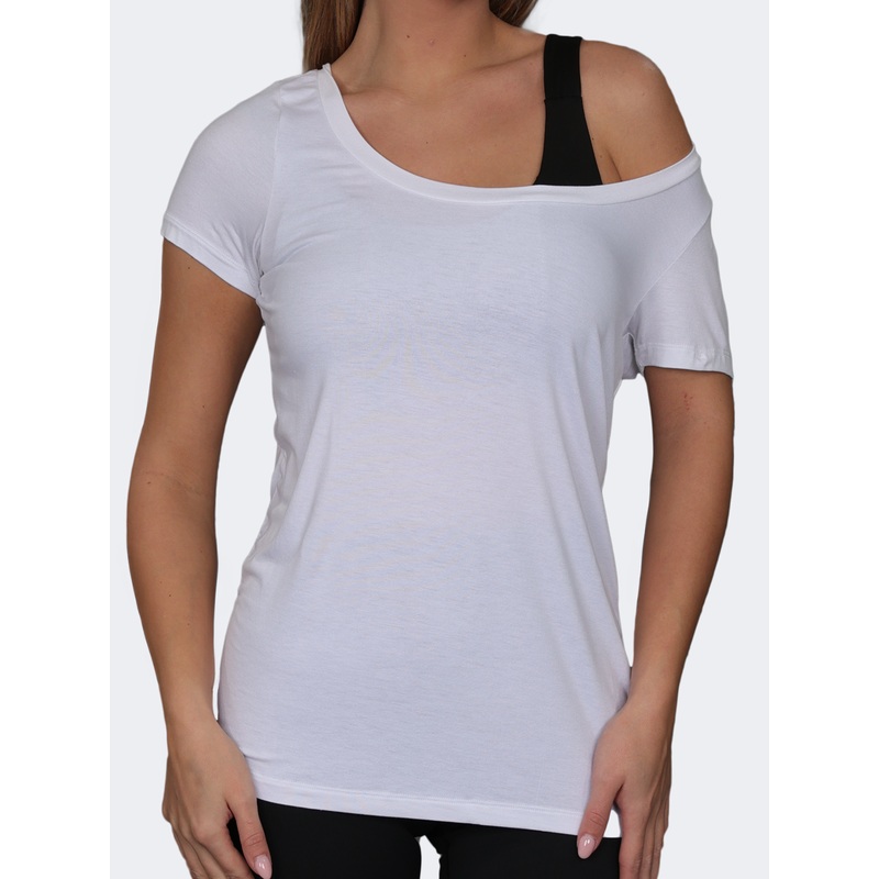 Oil And Gaz Wide Round Neck Women Lifestyle T-Shirt White
