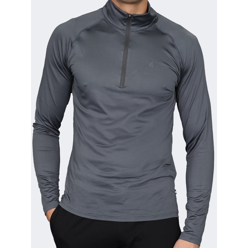 Oil And Gaz Zip Men Fitness Long Sleeve Anthracite