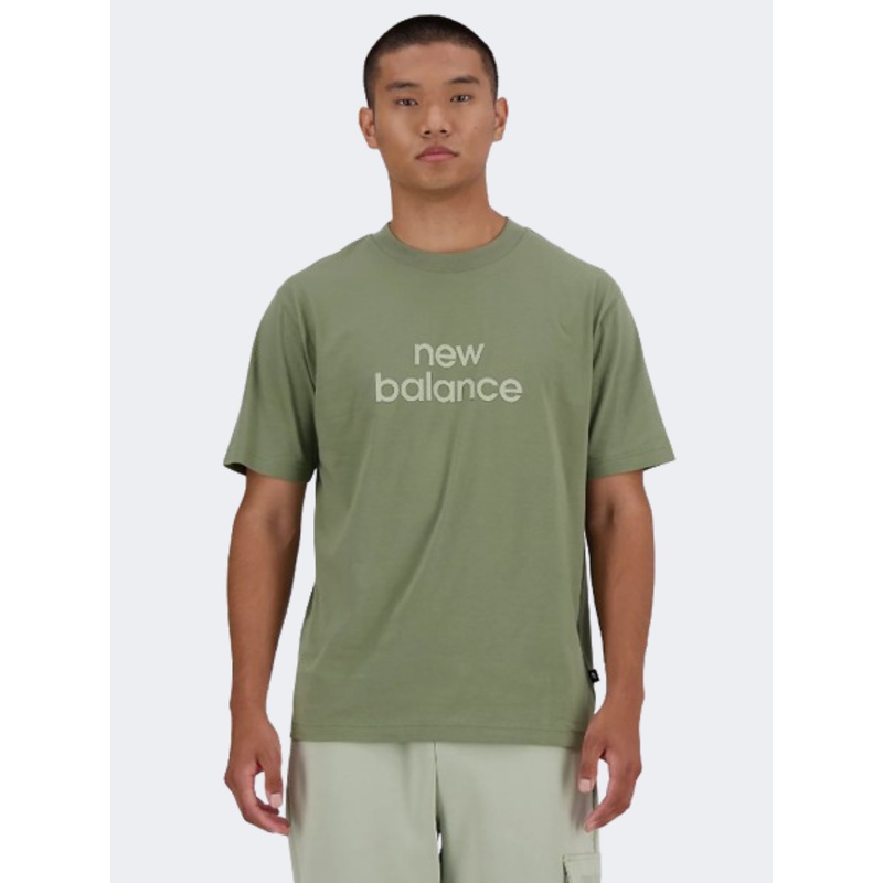 New Balance Linear Logo Men Lifestyle T-Shirt Dark Olivine
