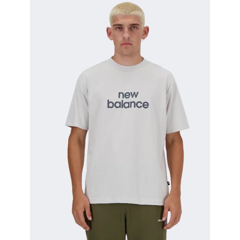 New Balance Linear Logo Men Lifestyle T-Shirt Grey Matter