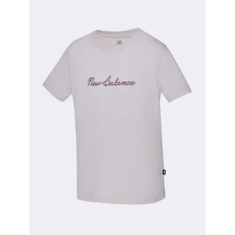 New Balance Script Women Lifestyle T-Shirt Stone Pink
