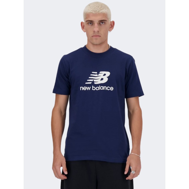 New Balance Stacked Logo Men Lifestyle T-Shirt Navy