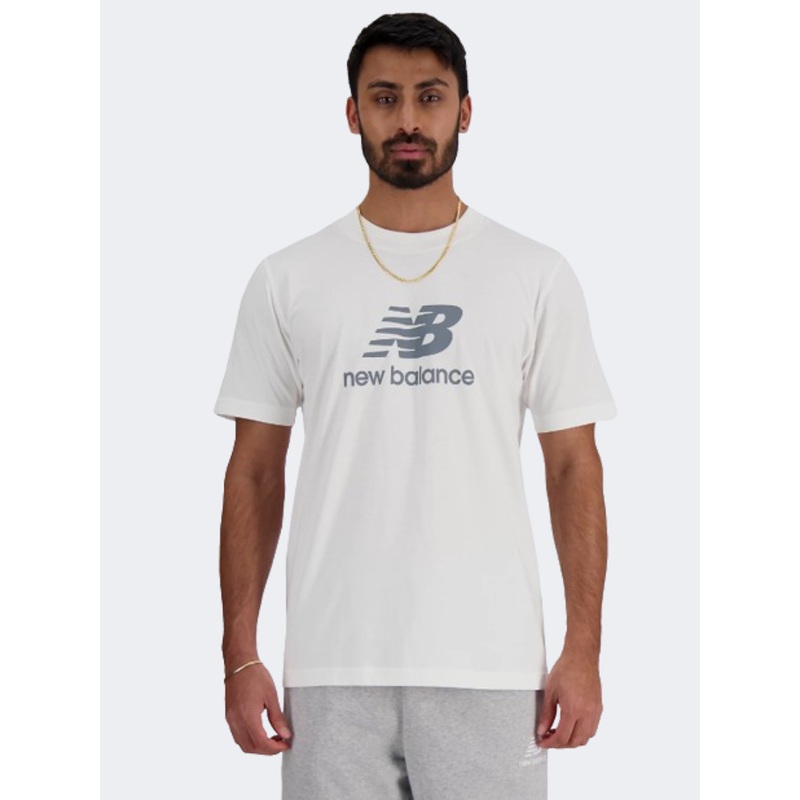 New Balance Stacked Logo Men Lifestyle T-Shirt White