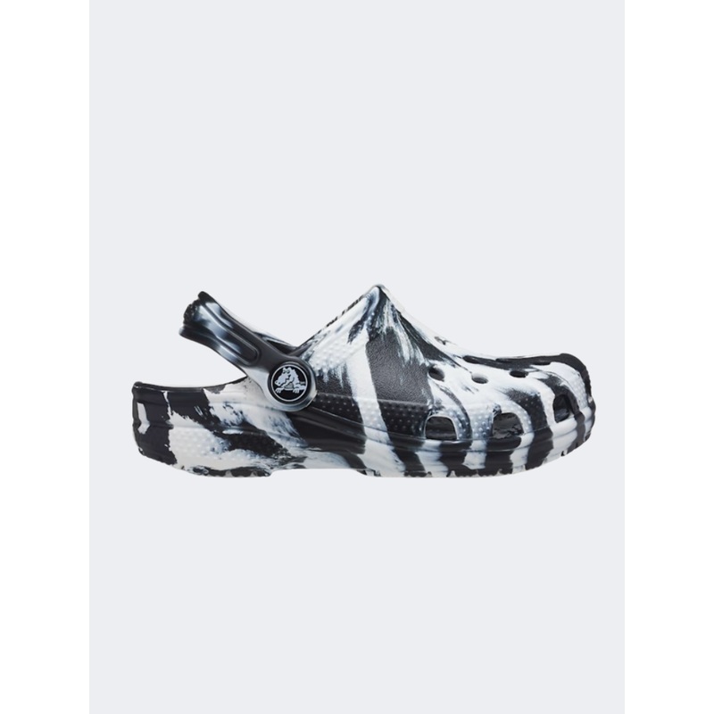 Crocs Classic Marbled Kids Unisex Lifestyle Slippers Black/White