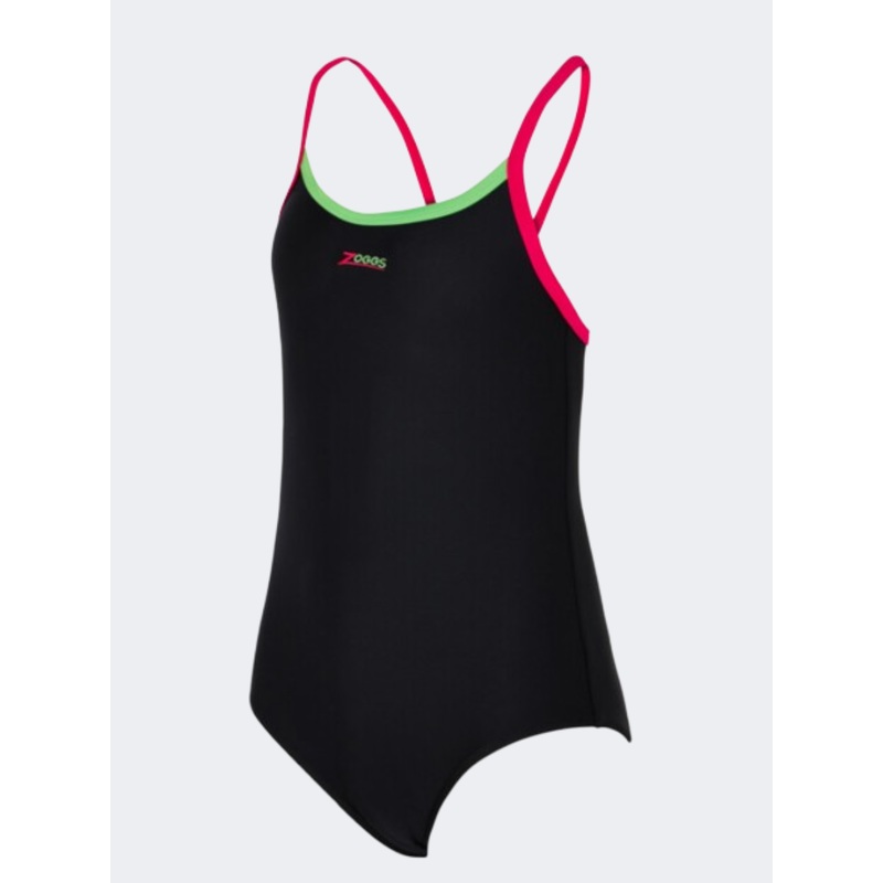 Zoggs Kerrawa Strikeback Girls Swim Monokini Black/Magento/Green